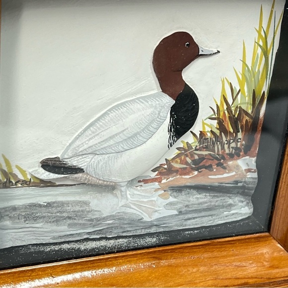 RARE Joseph Quinn Whipple Redhead Canvasback Duck 3D Shadowbox Painting Signed - Picture 14 of 16